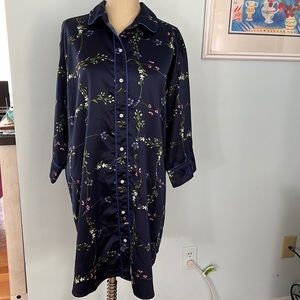 LAUREN RALPH LAUREN Satin Floral Night Shirt Gown XL